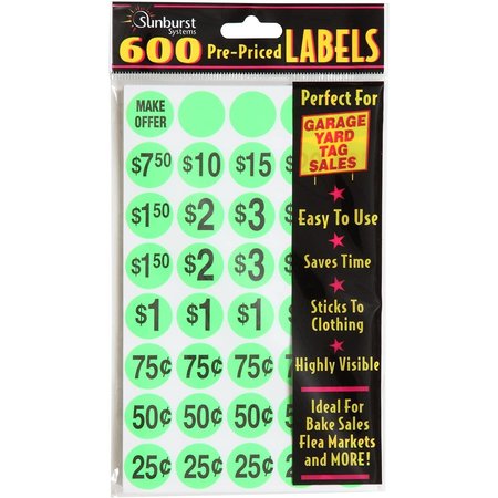 SUNBURST SYSTEMS Labels Green 600 Count 7020